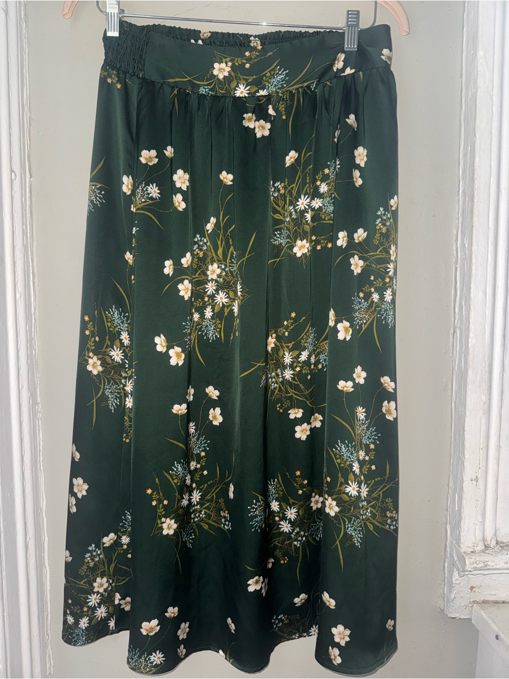 Rachel Zoe Forest Green Floral Midi Skirt | Size M
